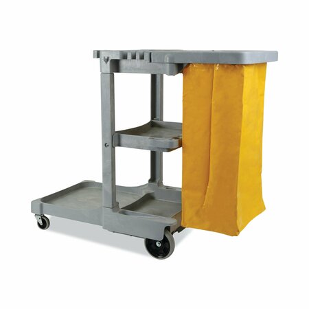 BOARDWALK Janitor's Cart, Three-Shelf, 22w x 44d x 38h, Gray 3485204